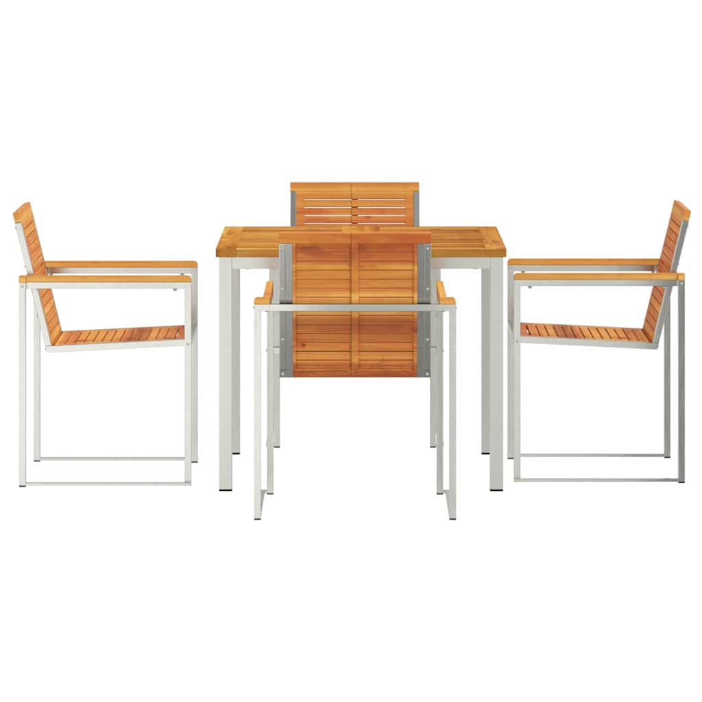 Garten Essgruppe 5 pcs Massives Akazienholz und Edelstahl