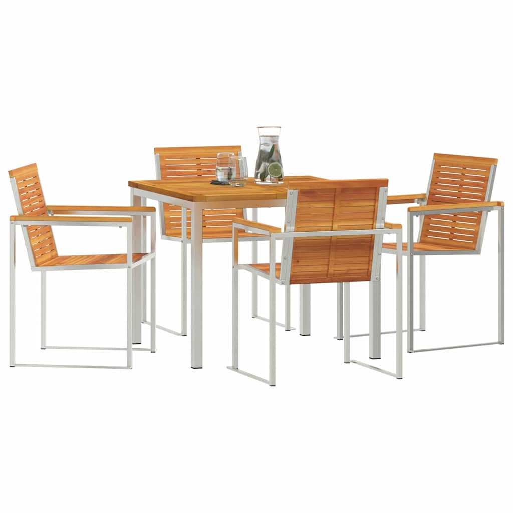 Garten Essgruppe 5 pcs Massives Akazienholz und Edelstahl