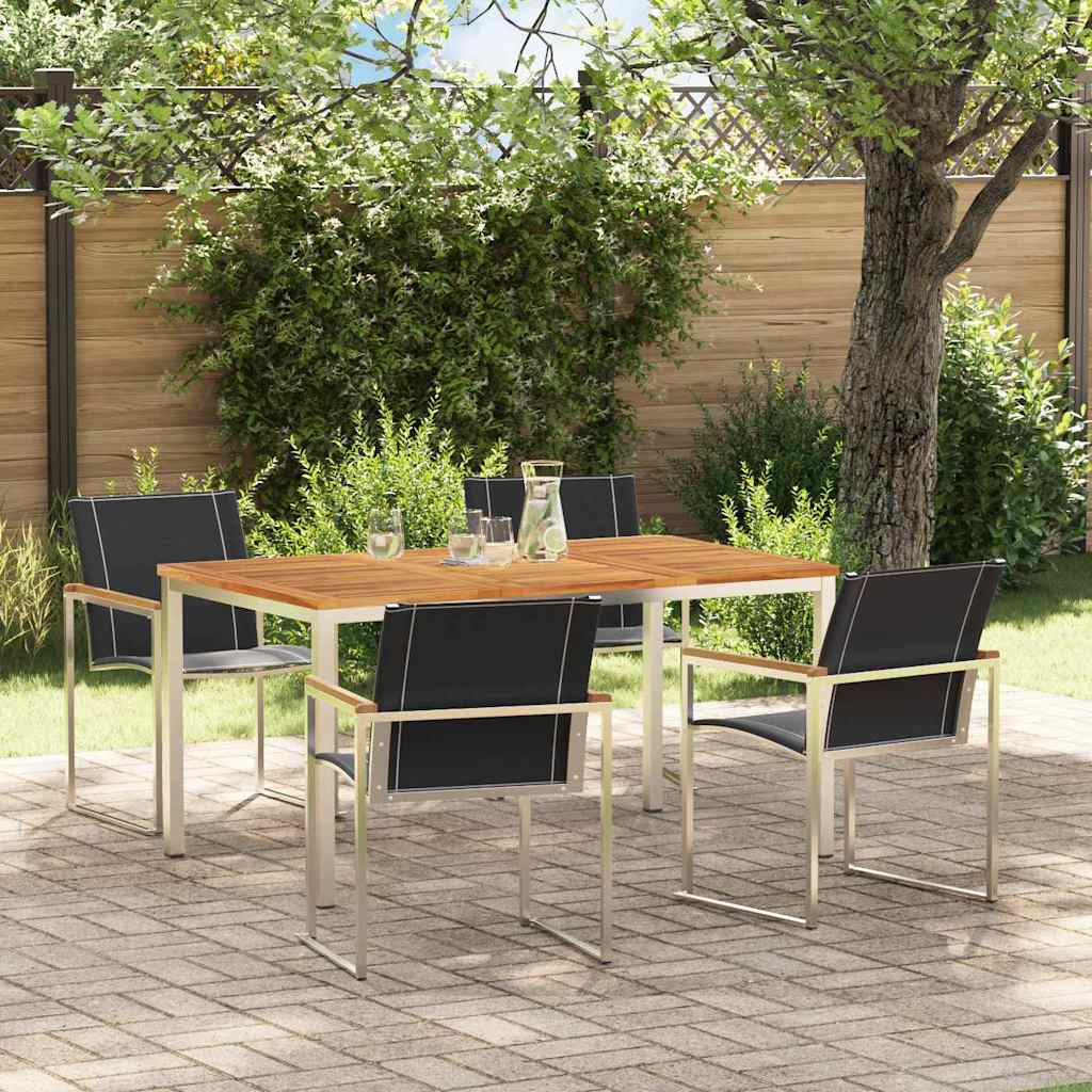 Garten Essgruppe 5 pcs Massives Akazienholz und Edelstahl