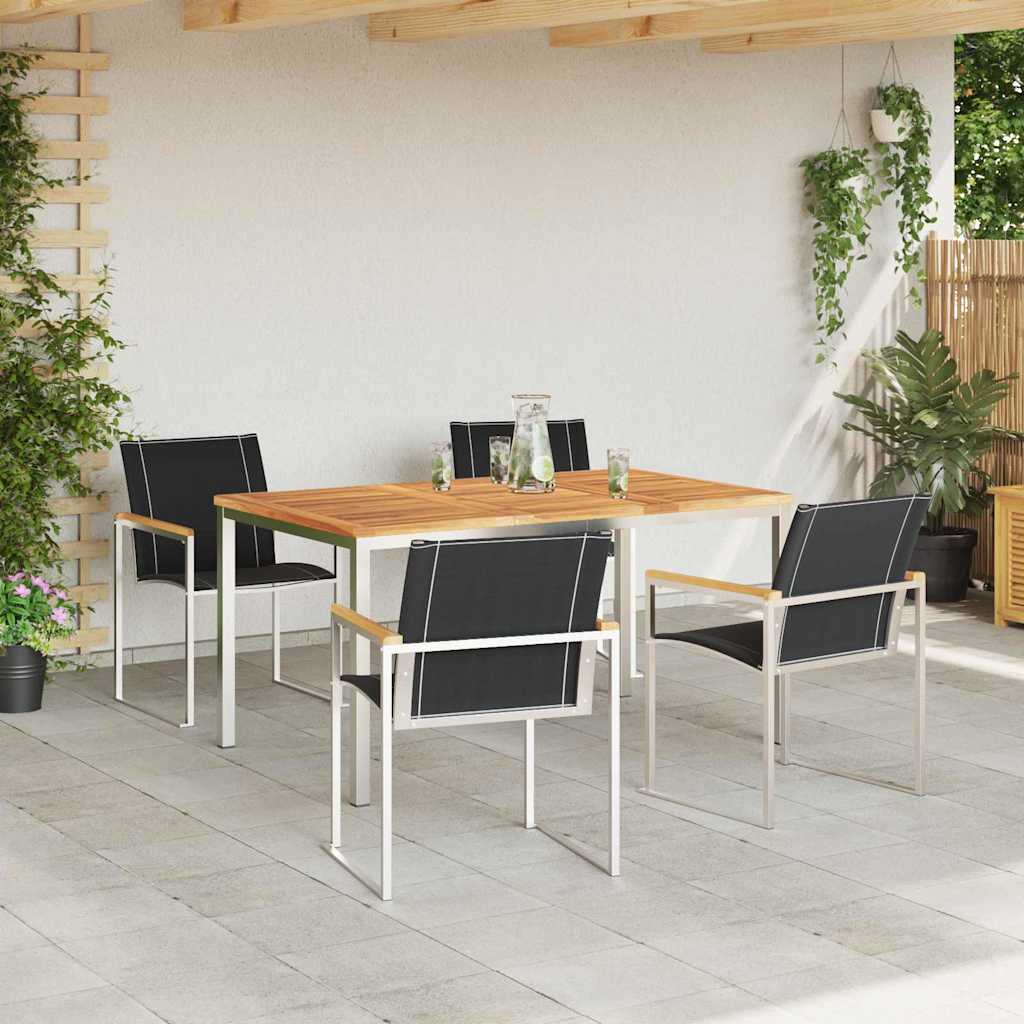 Garten Essgruppe 5 pcs Massives Akazienholz und Edelstahl