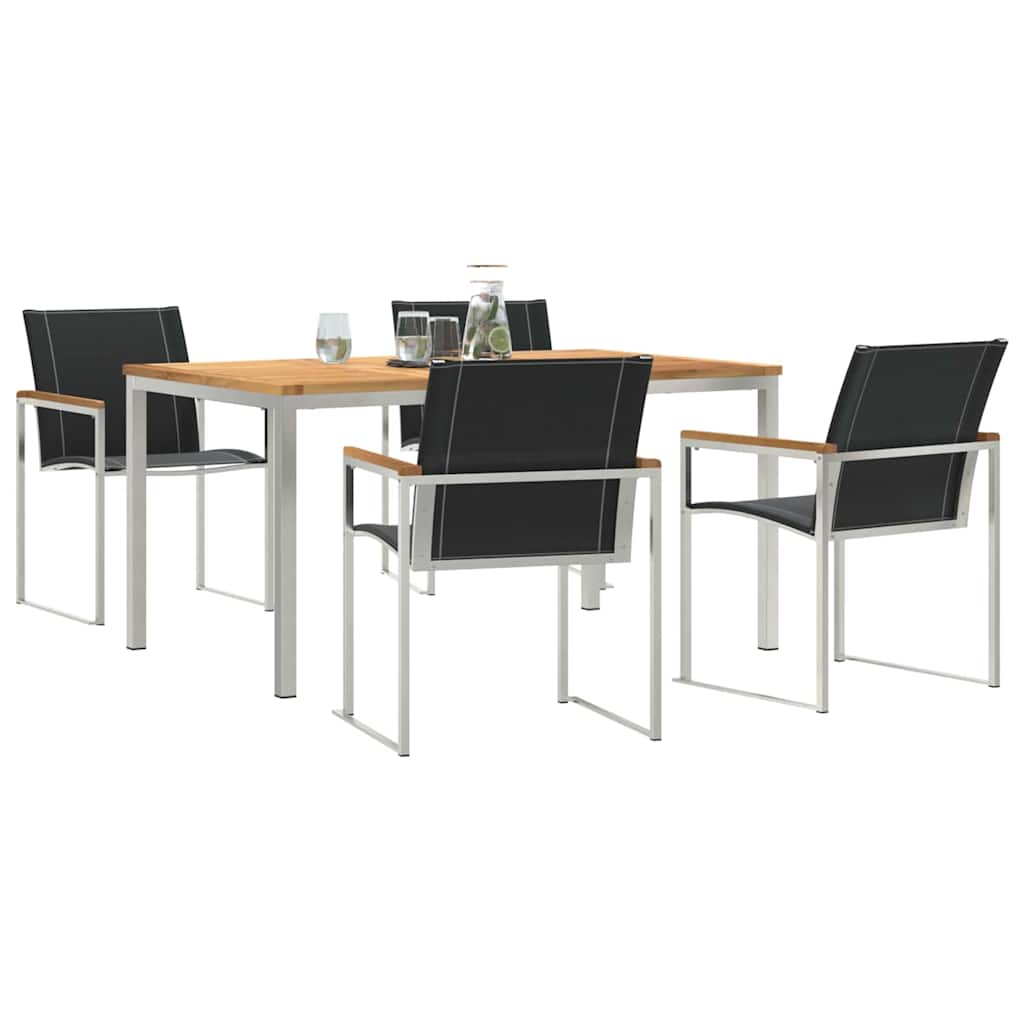 Garten Essgruppe 5 pcs Massives Akazienholz und Edelstahl