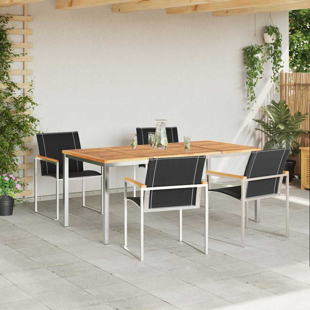 Garten Essgruppe 5 stk. Massives Akazienholz und Edelstahl