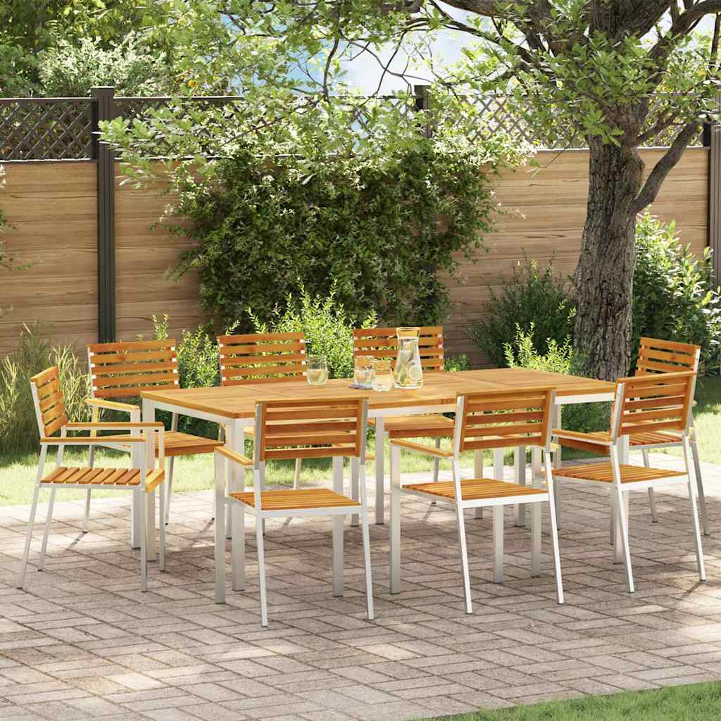 Gartenstuhl 8 stk. Massives Akazienholz und Edelstahl