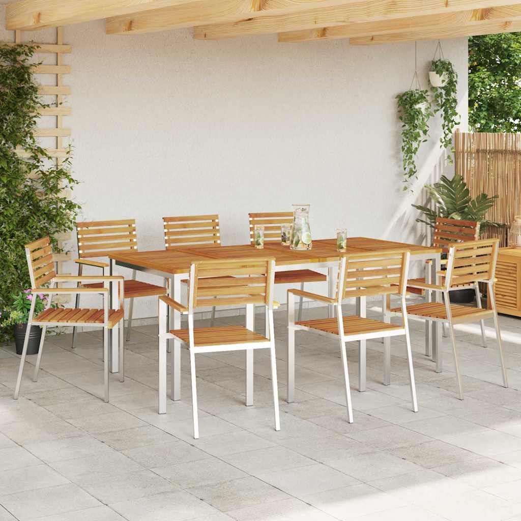 Gartenstuhl 8 stk. Massives Akazienholz und Edelstahl