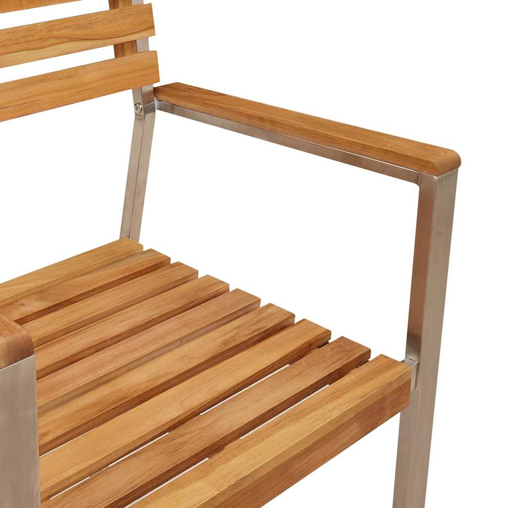 Gartenstuhl 6 pcs Massives Teakholz und Edelstahl