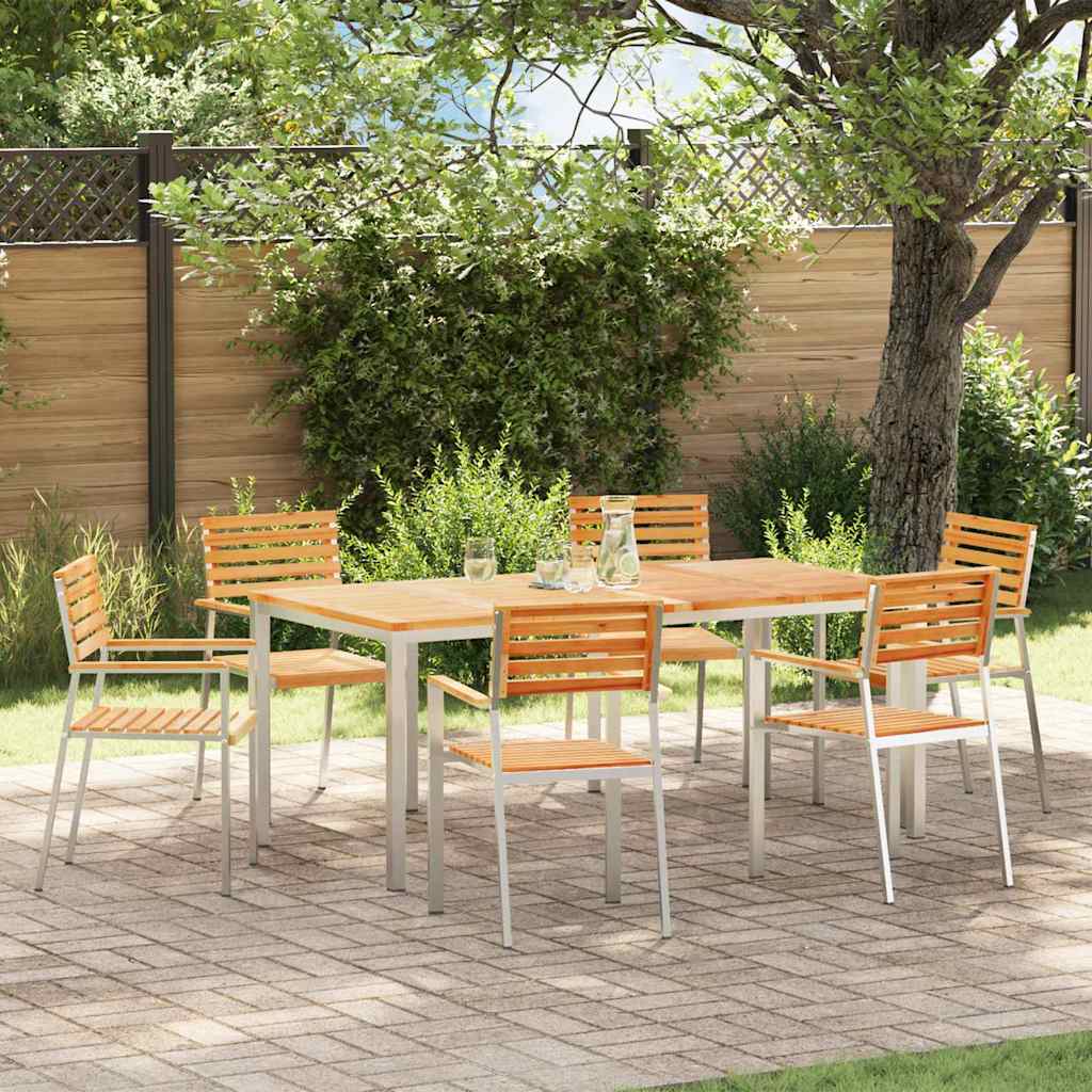 Gartenstuhl 6 pcs Massives Teakholz und Edelstahl