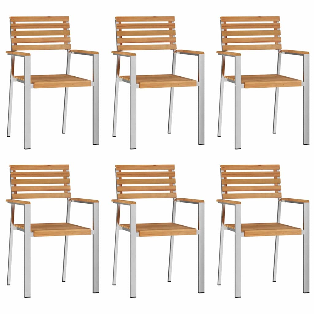 Gartenstuhl 6 pcs Massives Teakholz und Edelstahl
