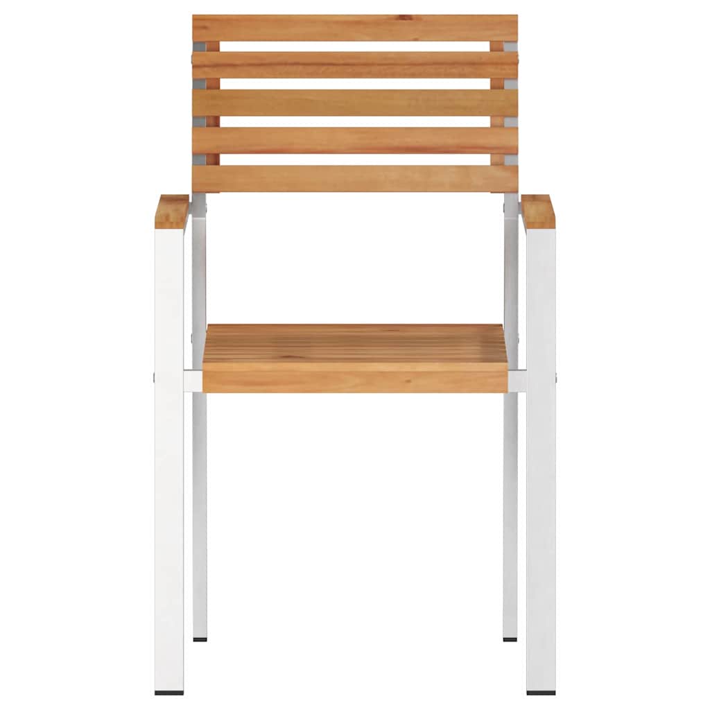 Gartenstuhl 6 pcs Massives Teakholz und Edelstahl