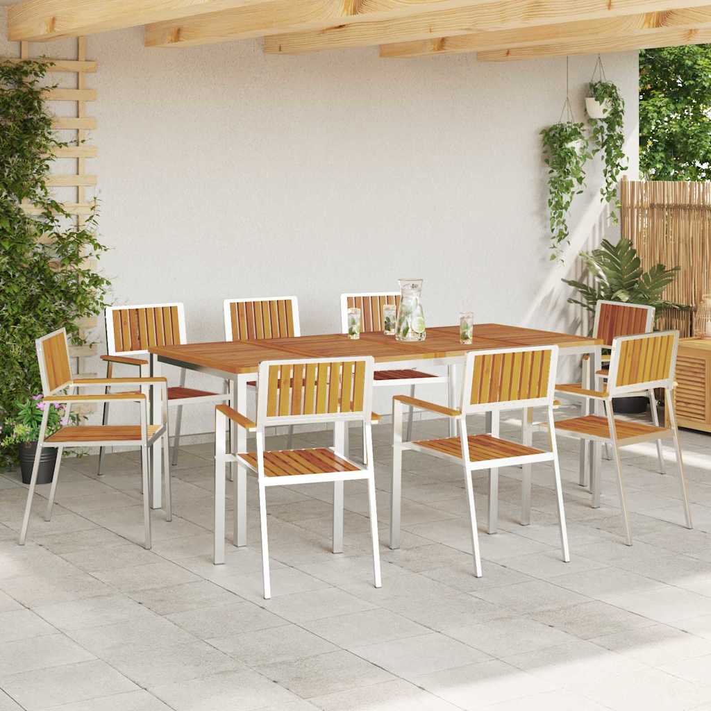 Gartenstuhl 8 stk. Massives Akazienholz und Edelstahl