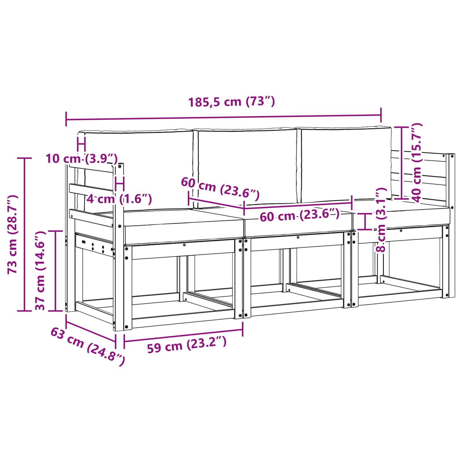 Outdoor-Sofagarnitur 3 stk. Natur und Creme