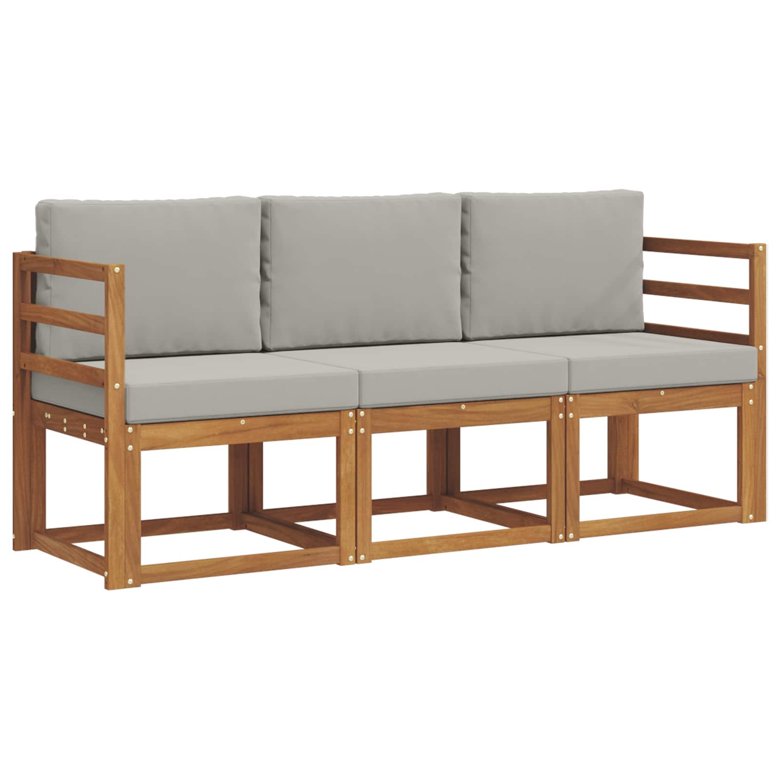 Outdoor-Sofagarnitur mit Kissen 3 pcs Natürlich und Hellgrau