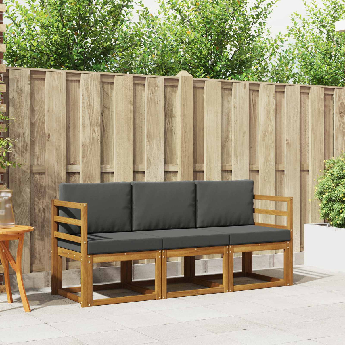 Outdoor-Sofagarnitur 3 stk. Natur und Anthrazit