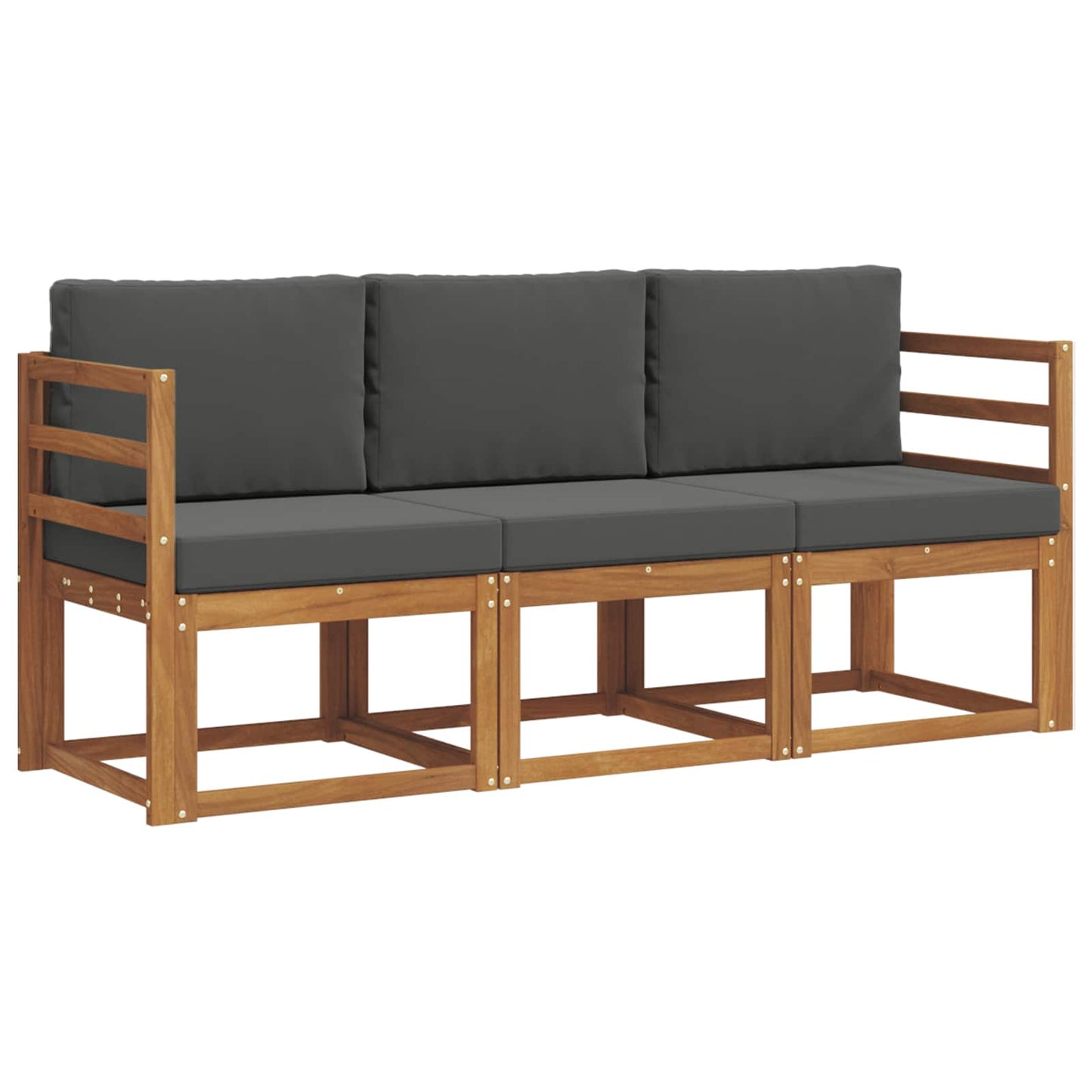 Outdoor-Sofagarnitur mit Kissen 3 pcs Natur und Anthrazit