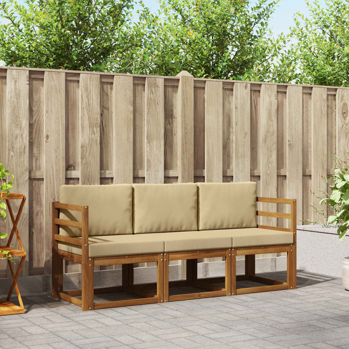 Outdoor-Sofagarnitur 3 stk. Natur und Beige