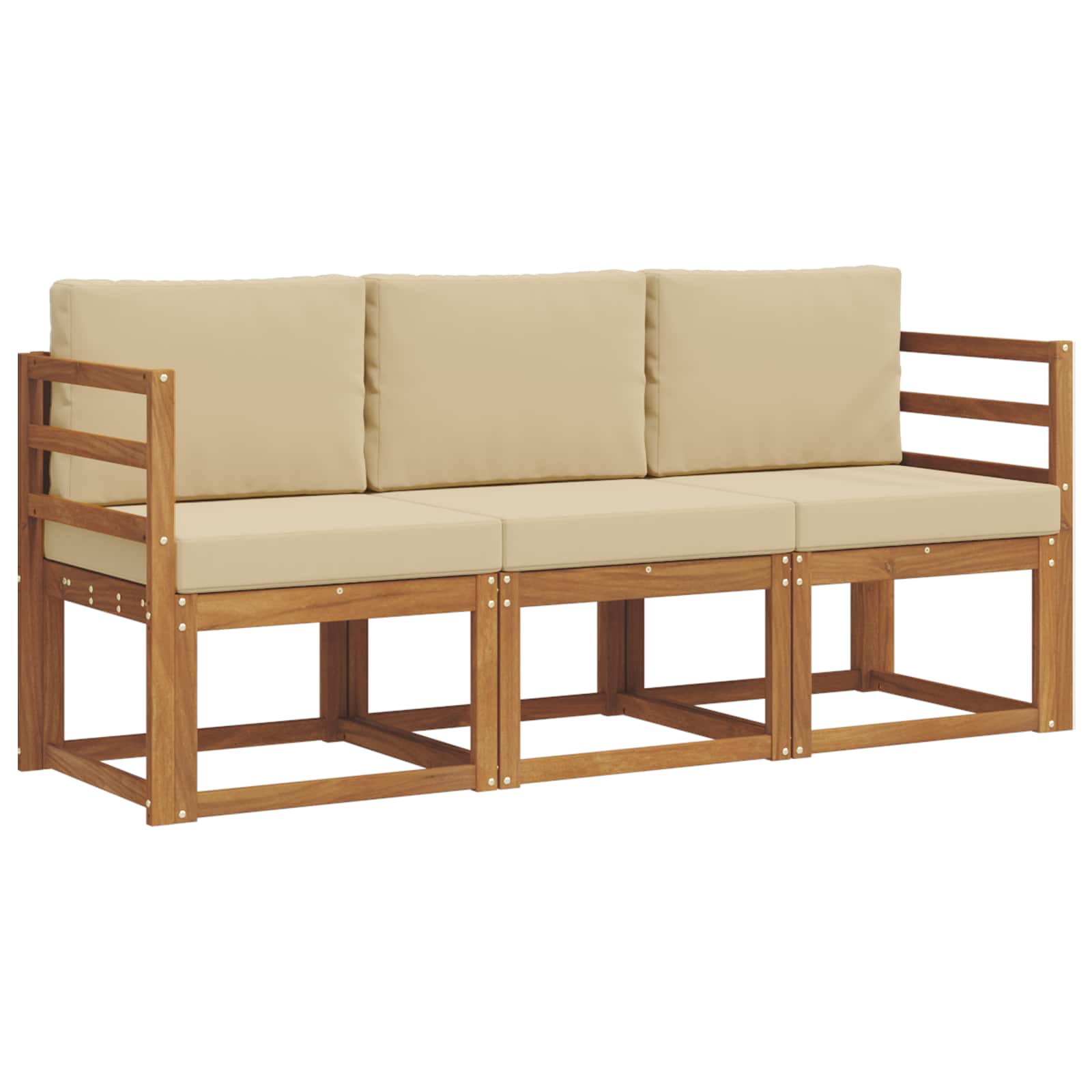 Outdoor-Sofagarnitur 3 stk. Natur und Beige