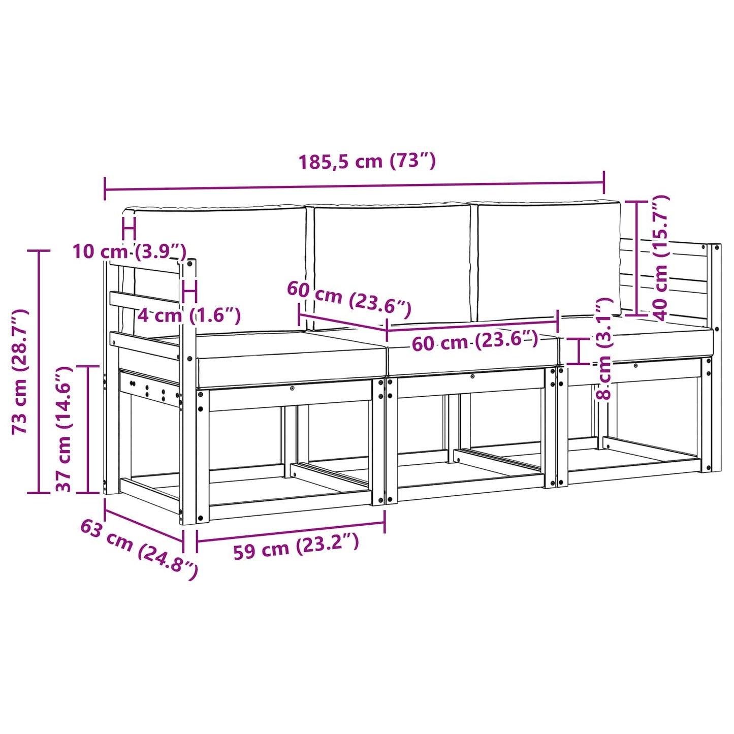 Outdoor-Sofagarnitur 3 stk. Natur und Beige