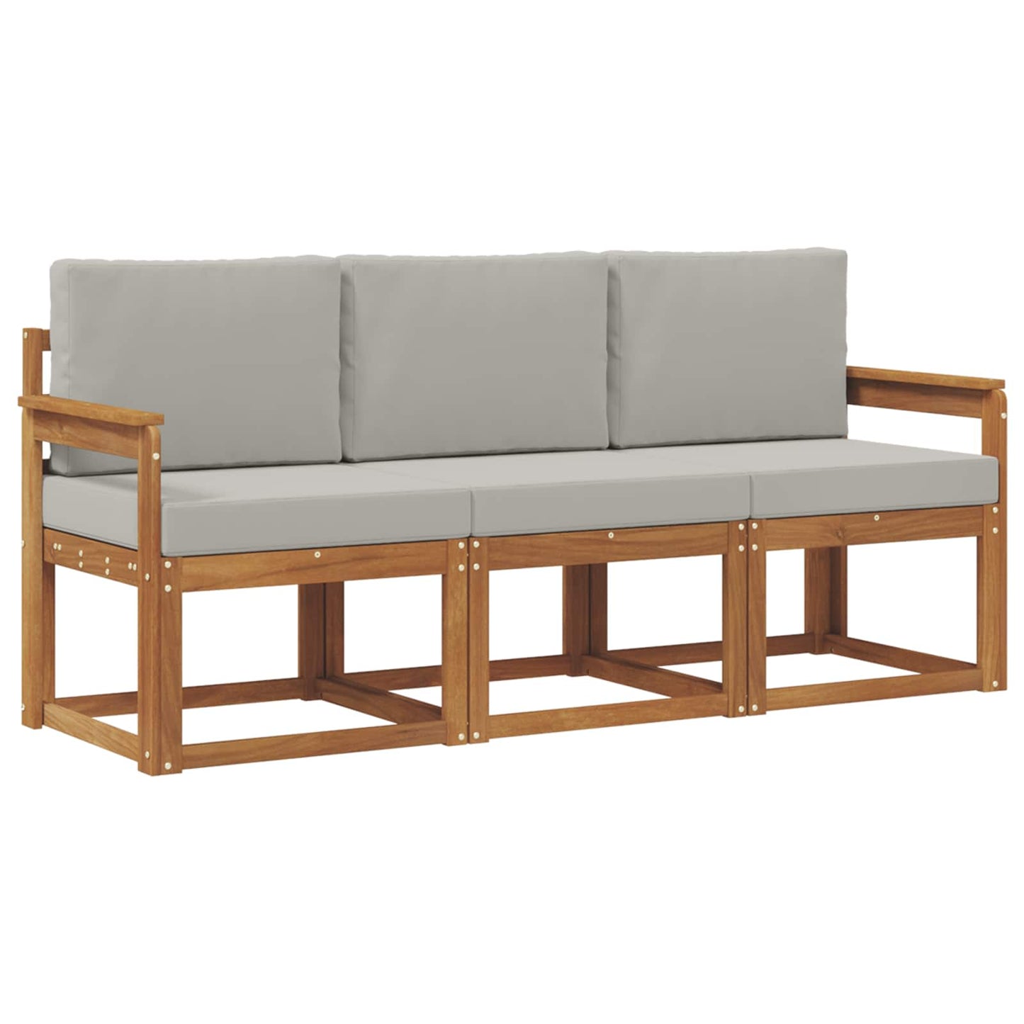 Outdoor-Sofagarnitur mit Kissen 3 pcs Natürlich und Hellgrau