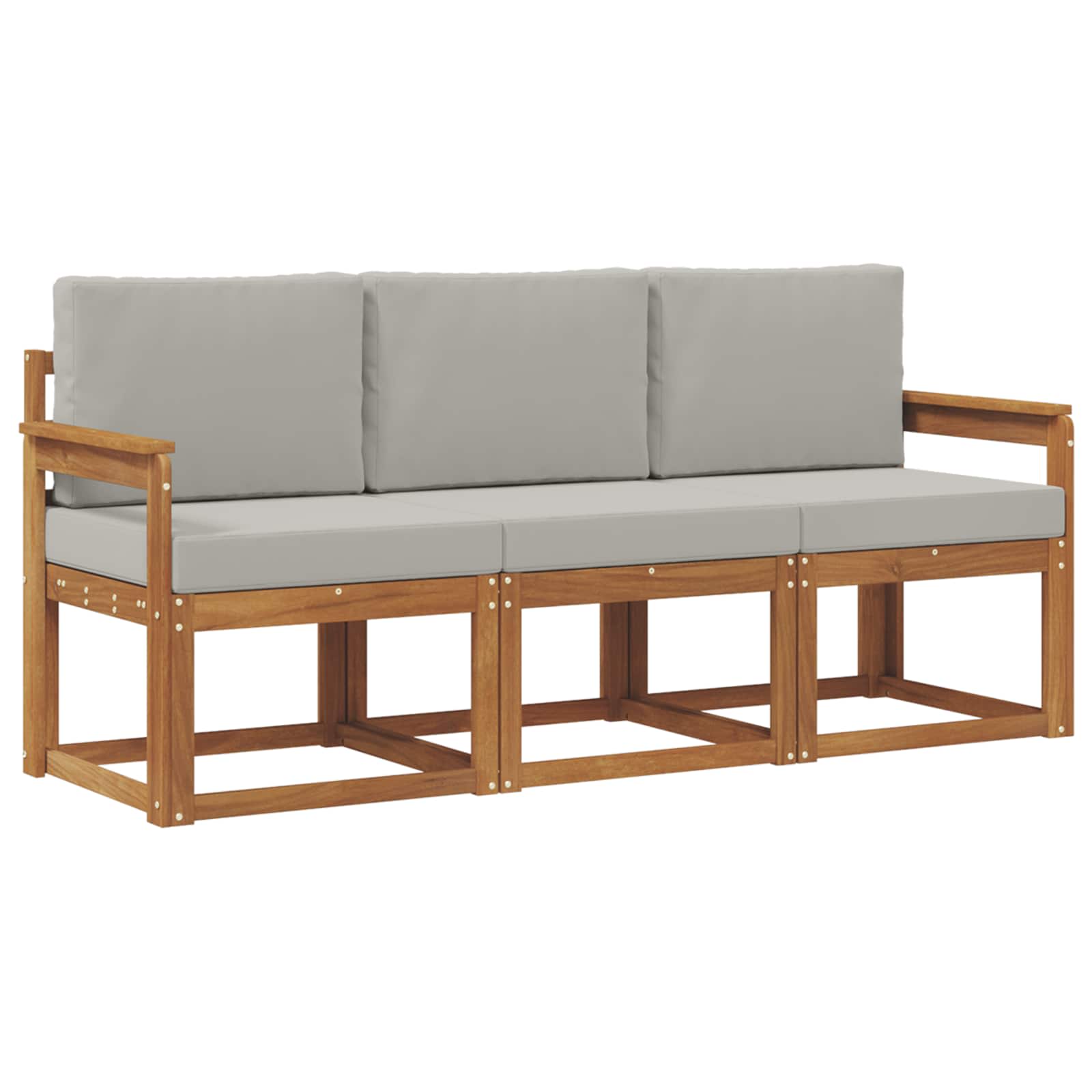 Outdoor-Sofagarnitur mit Kissen 3 pcs Natürlich und Hellgrau