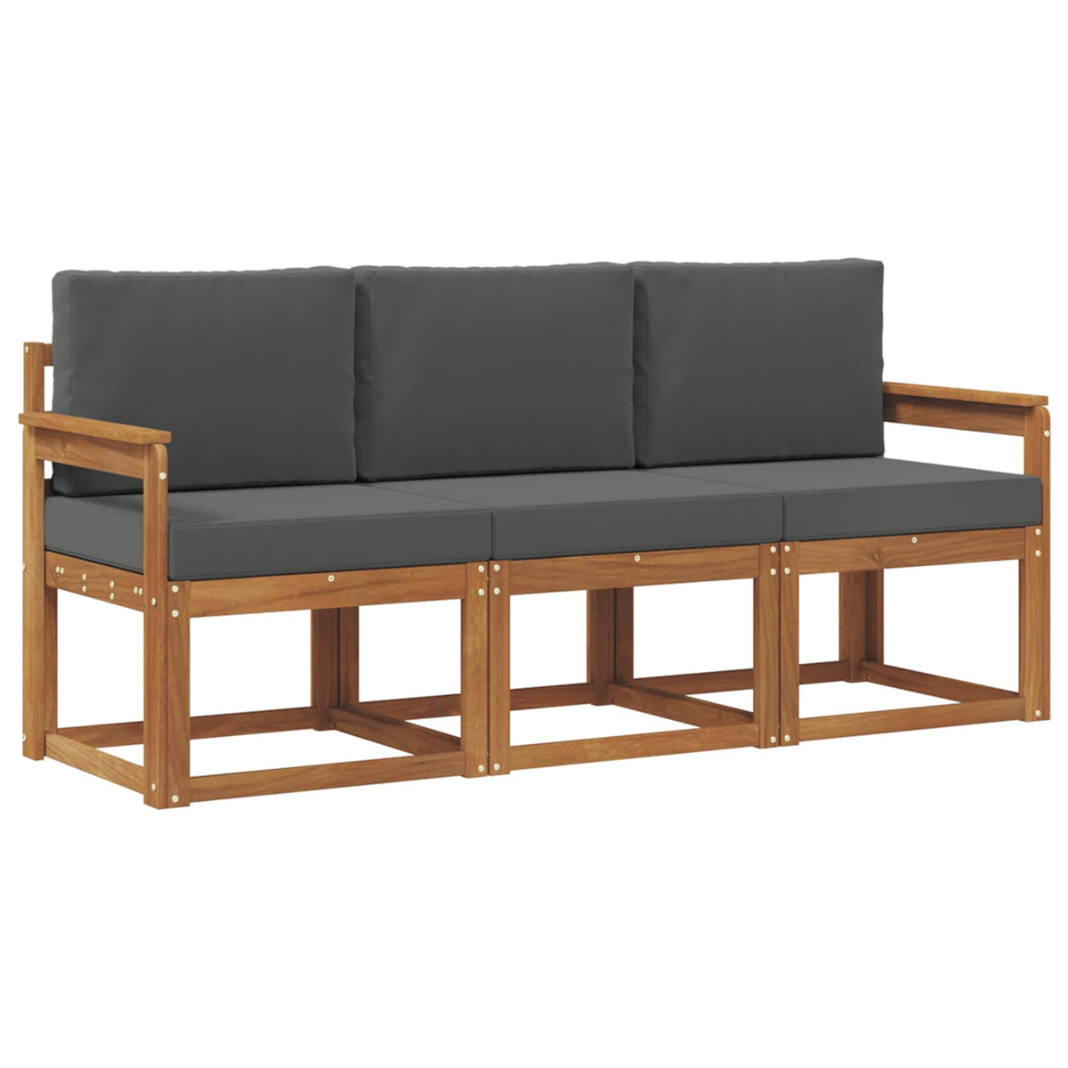 Outdoor-Sofagarnitur 3 stk. Natur und Anthrazit