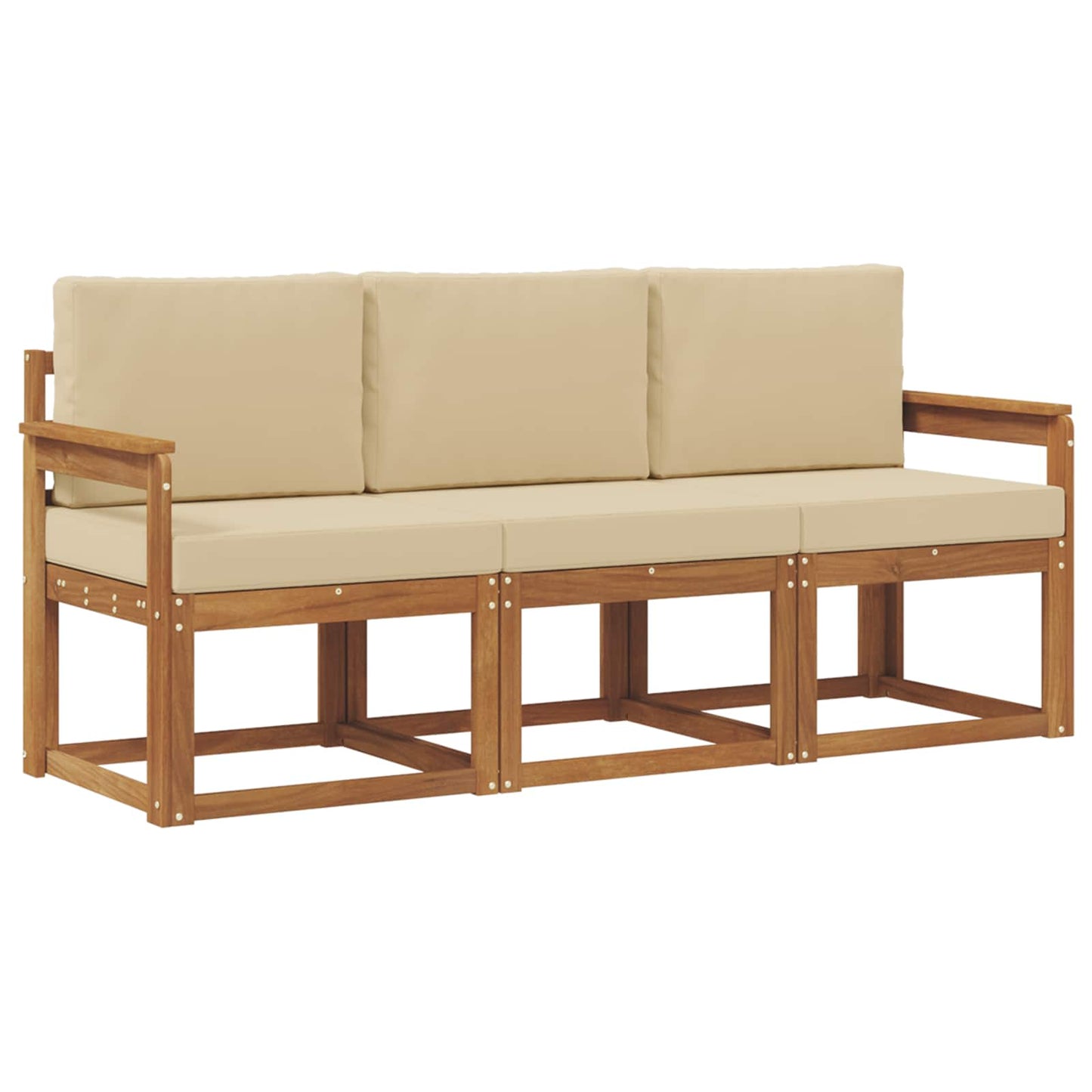 Outdoor-Sofagarnitur mit Kissen 3 pcs Natur und Beige