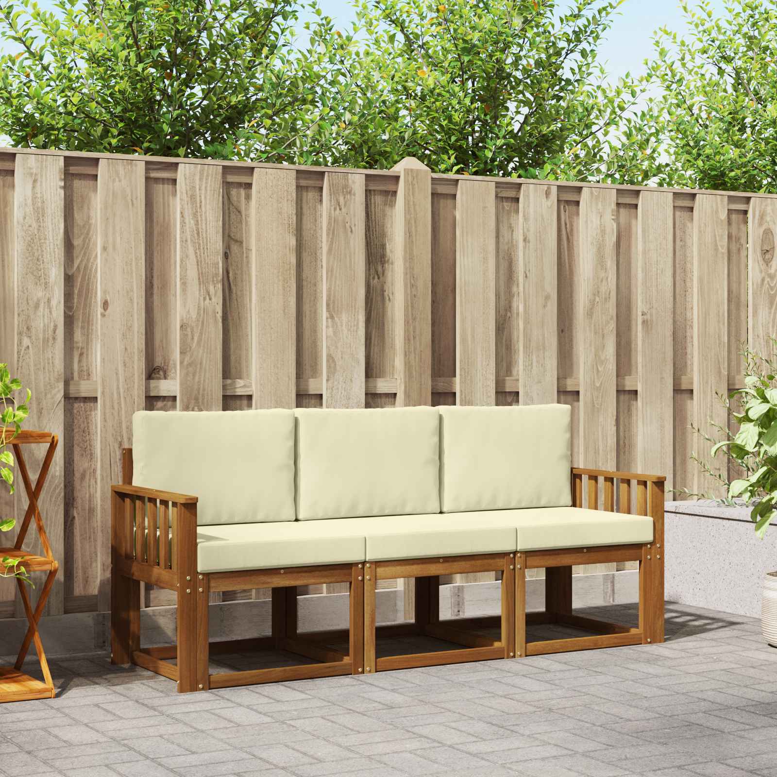 Outdoor-Sofagarnitur 3 stk. Natur und Creme