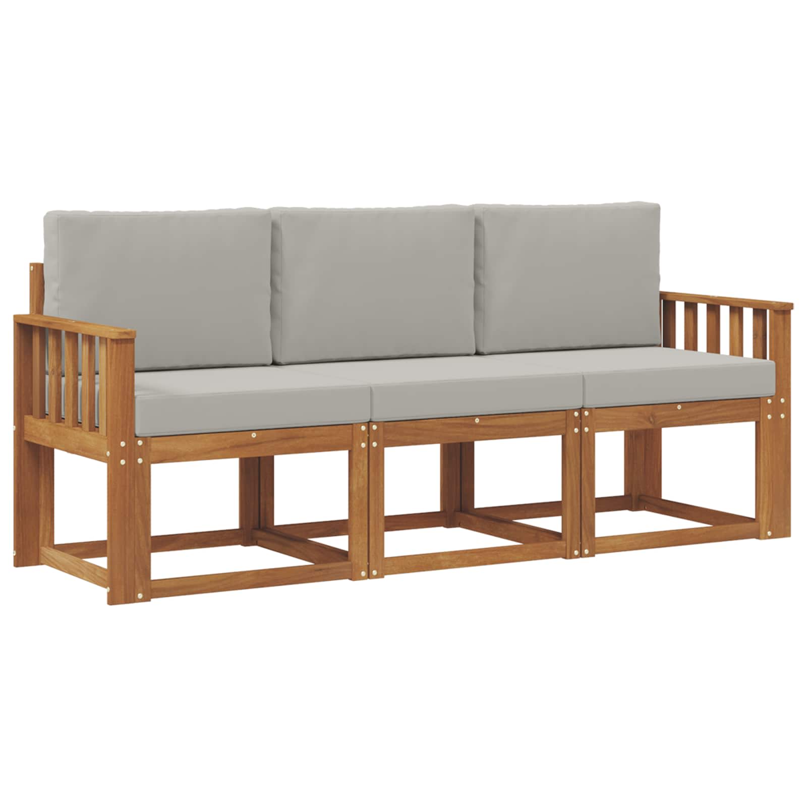 Outdoor-Sofagarnitur mit Kissen 3 pcs Natürlich und Hellgrau