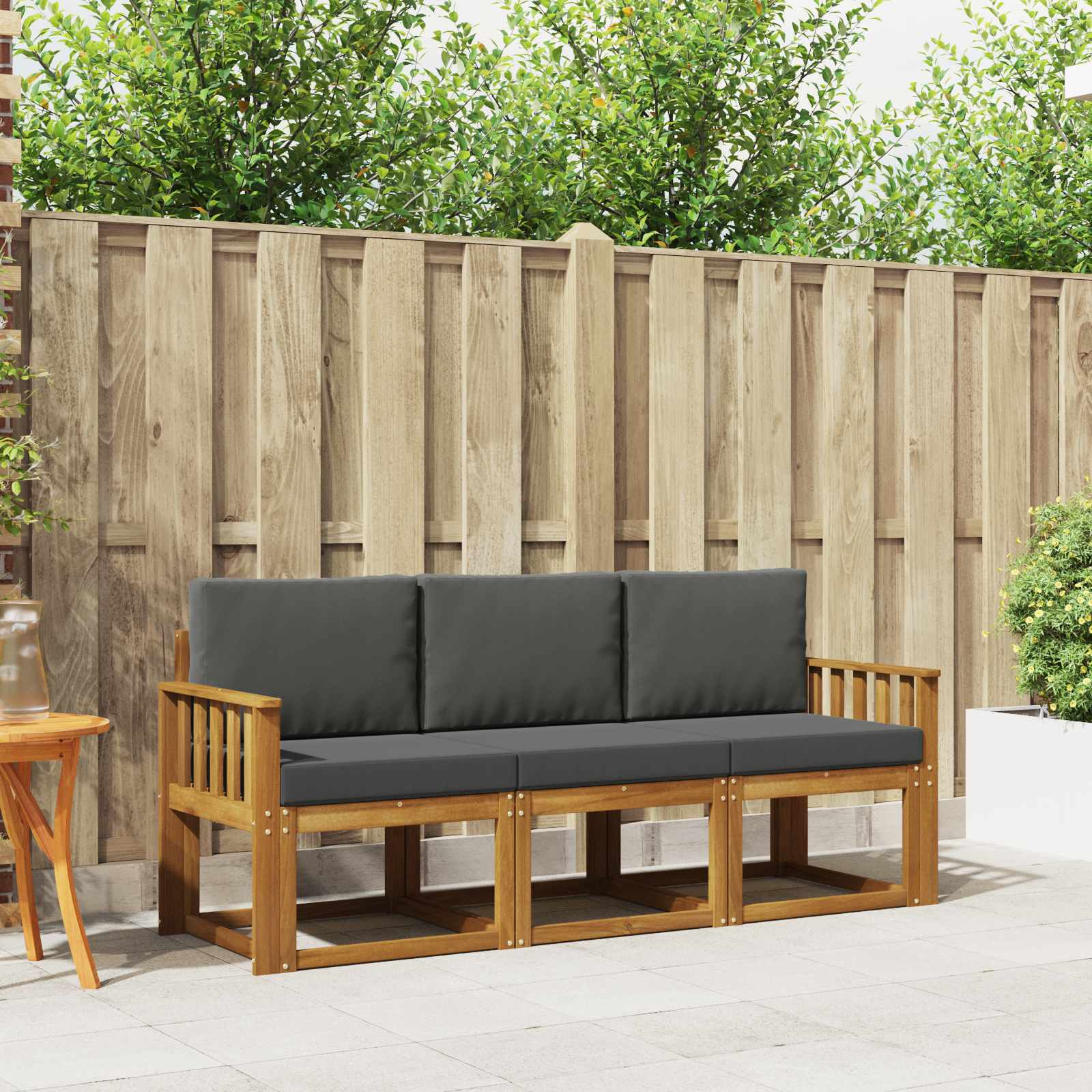 Outdoor-Sofagarnitur 3 stk. Natur und Anthrazit