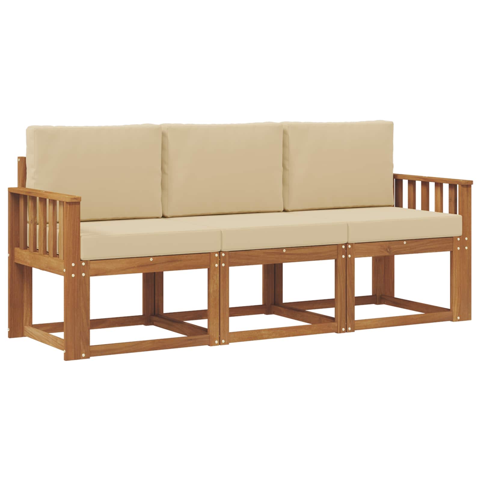 Outdoor-Sofagarnitur 3 stk. Natur und Beige
