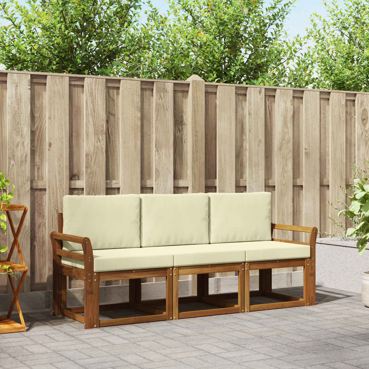 Outdoor-Sofagarnitur 3 Stk. Natur und Creme