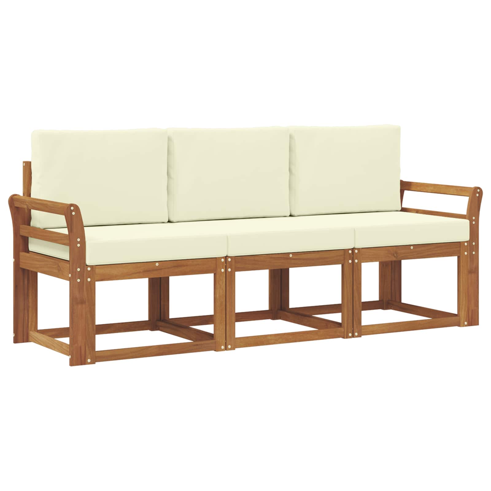 Outdoor-Sofagarnitur mit Kissen 3 pcs Natur und Creme