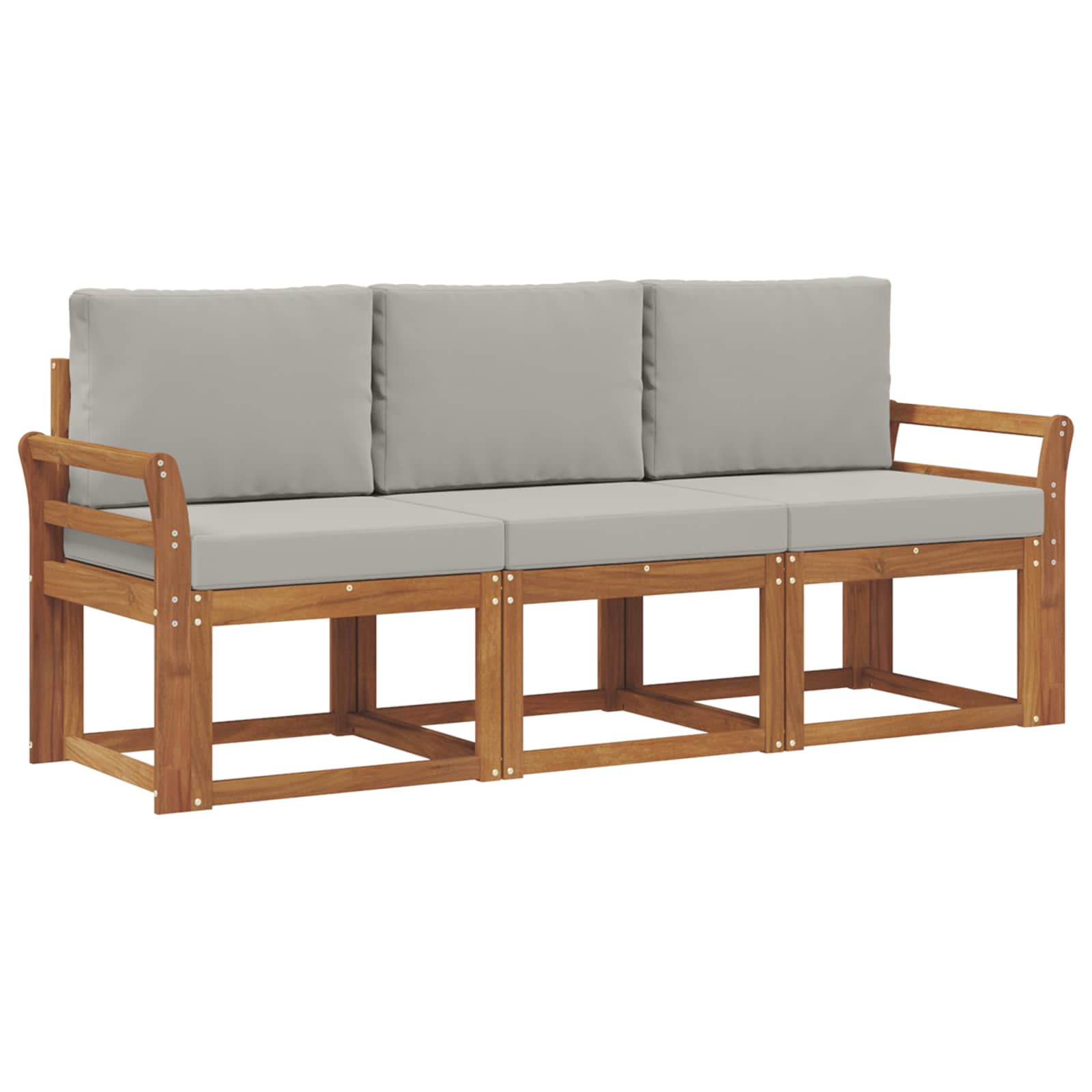 Outdoor-Sofagarnitur mit Kissen 3 pcs Natürlich und Hellgrau
