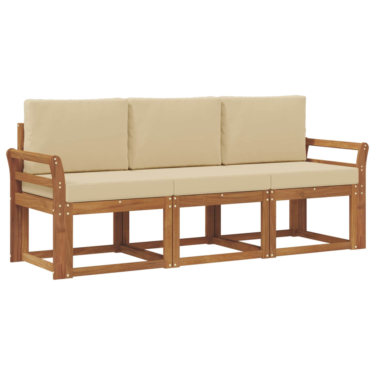 Outdoor-Sofagarnitur 3 stk. Natur und Beige