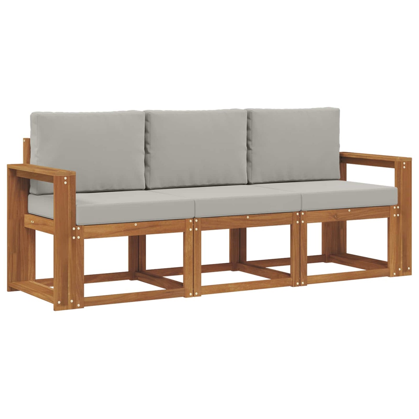 Outdoor-Sofagarnitur mit Kissen 3 pcs Natürlich und Hellgrau