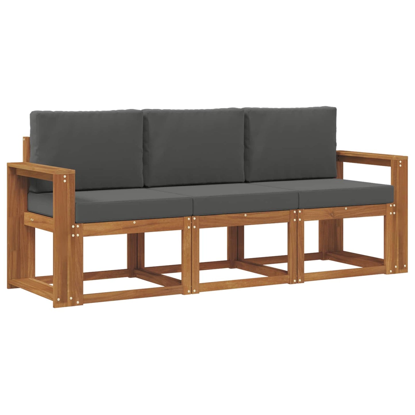 Outdoor-Sofagarnitur mit Kissen 3 pcs Natur und Anthrazit