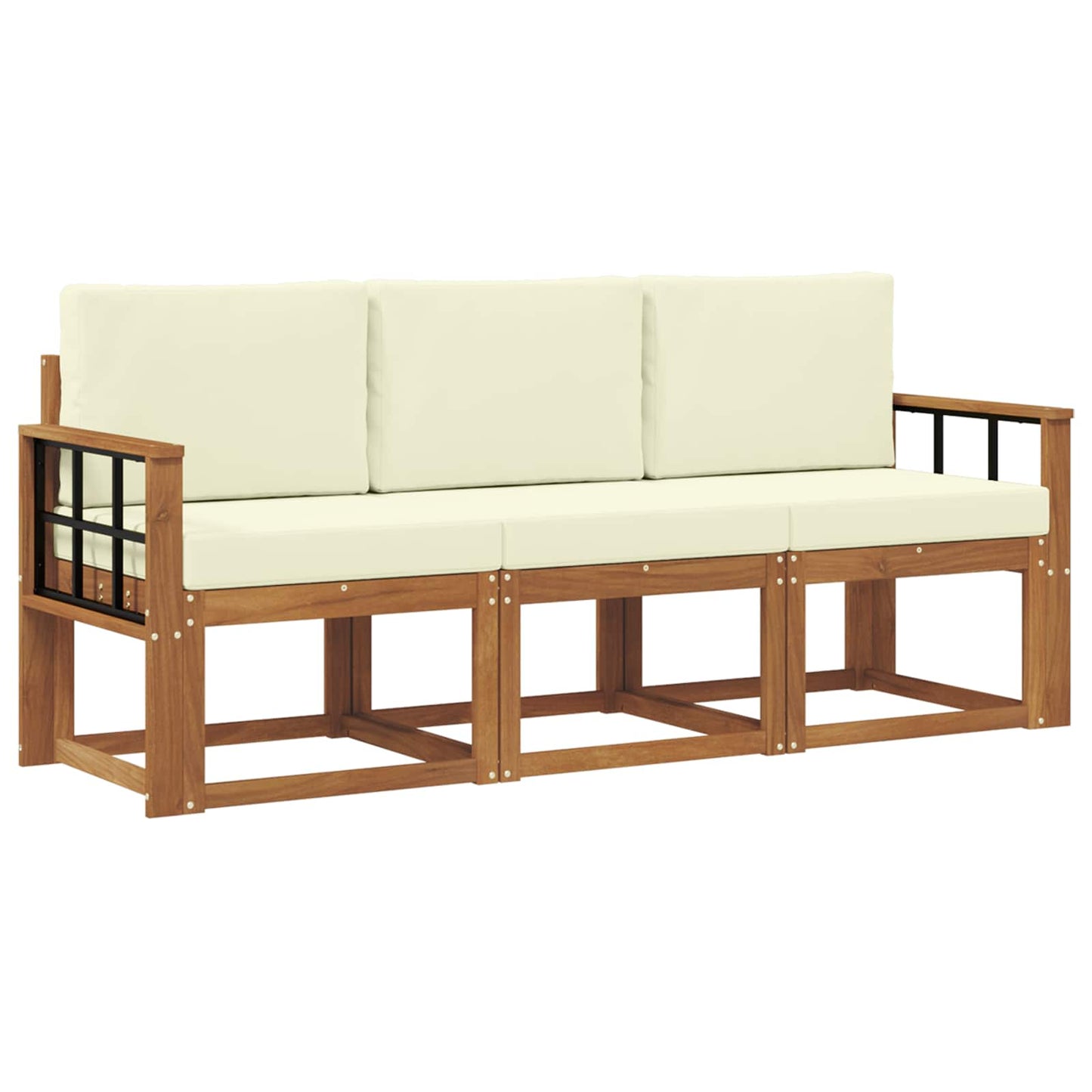 Outdoor-Sofagarnitur mit Kissen 3 pcs Natur und Creme