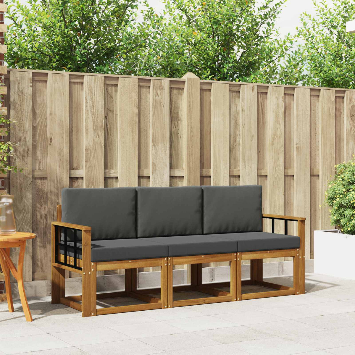 Outdoor-Sofagarnitur 3 stk. Natur und Anthrazit