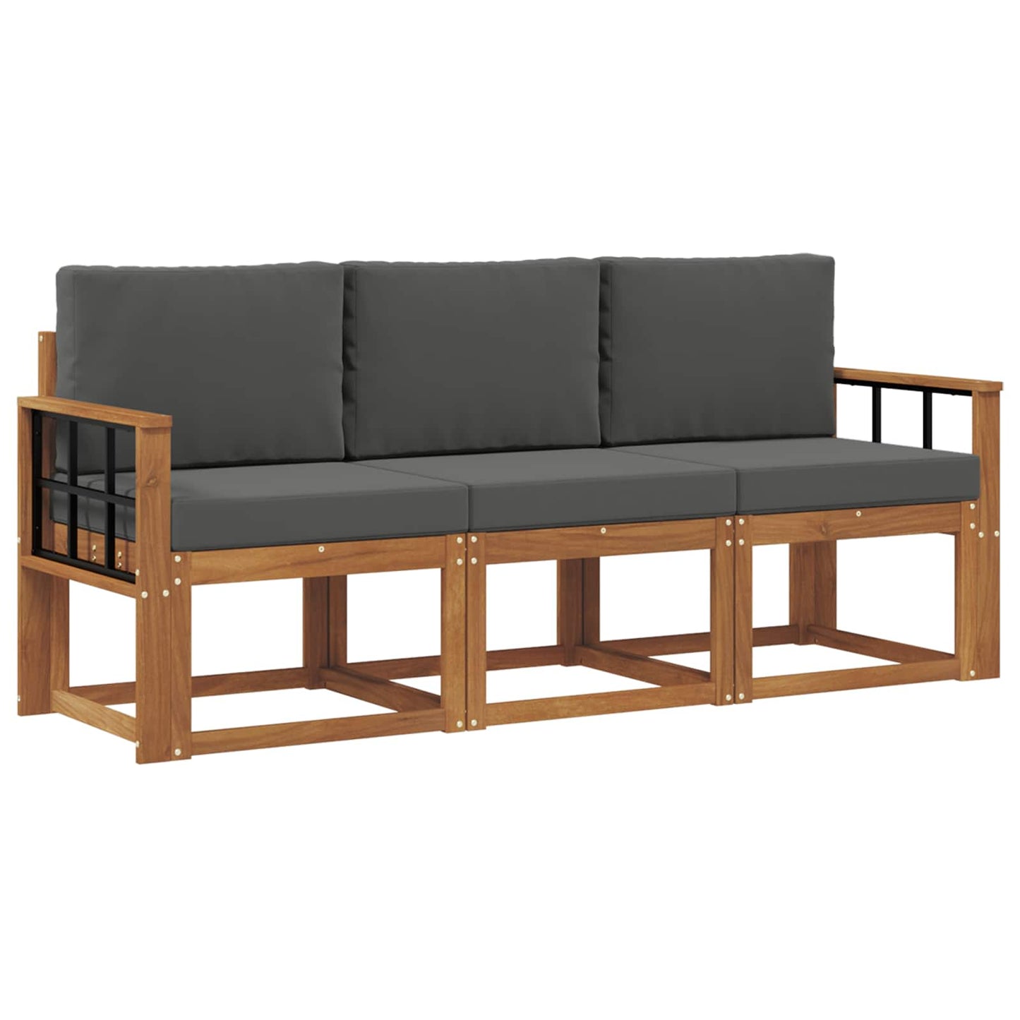 Outdoor-Sofagarnitur mit Kissen 3 pcs Natur und Anthrazit