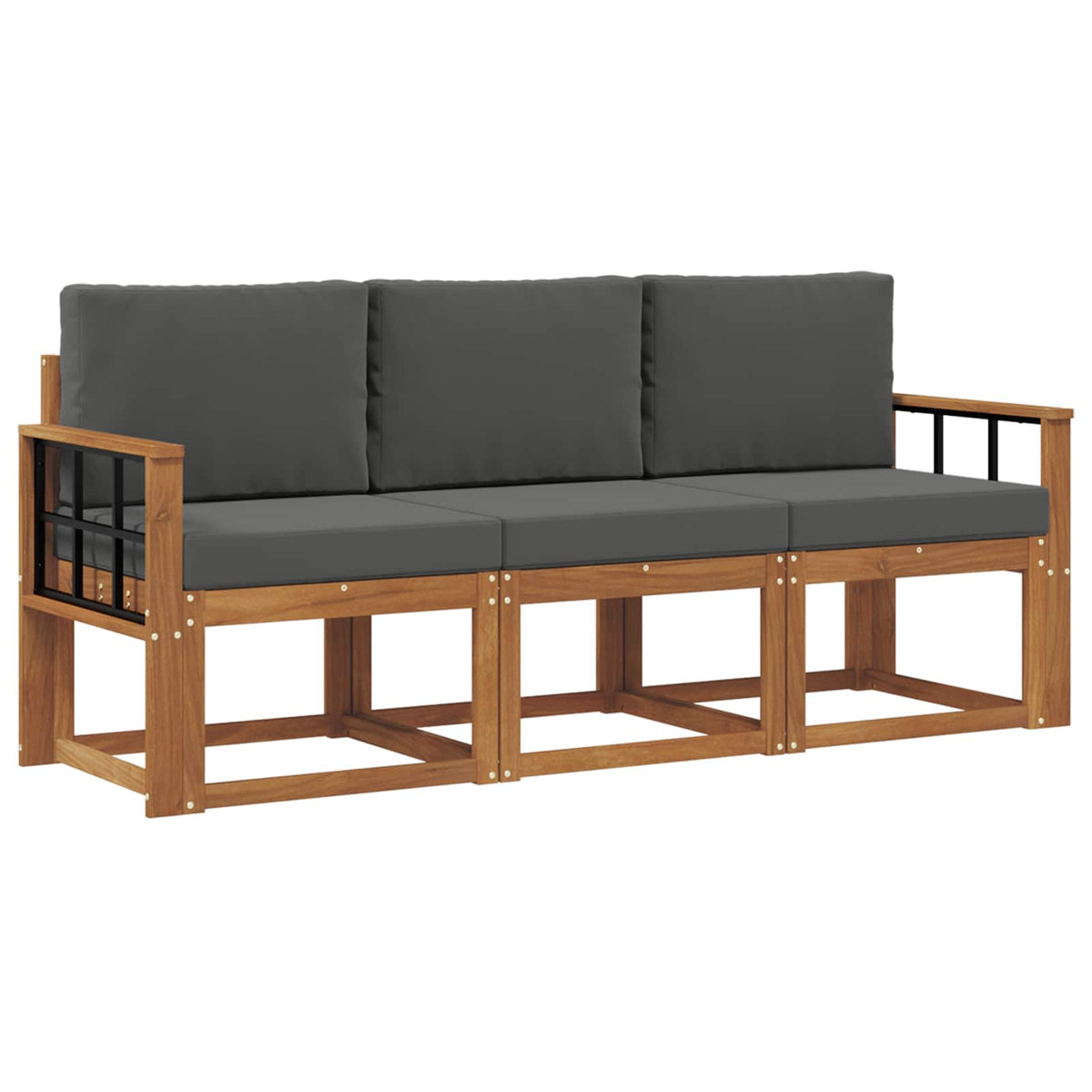 Outdoor-Sofagarnitur 3 stk. Natur und Anthrazit