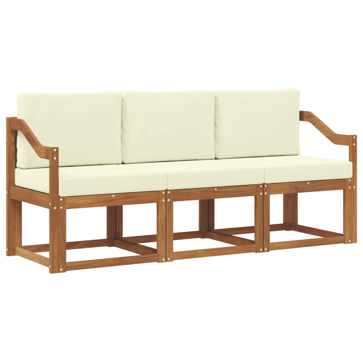 Outdoor-Sofagarnitur mit Kissen 3 pcs Natur und Creme