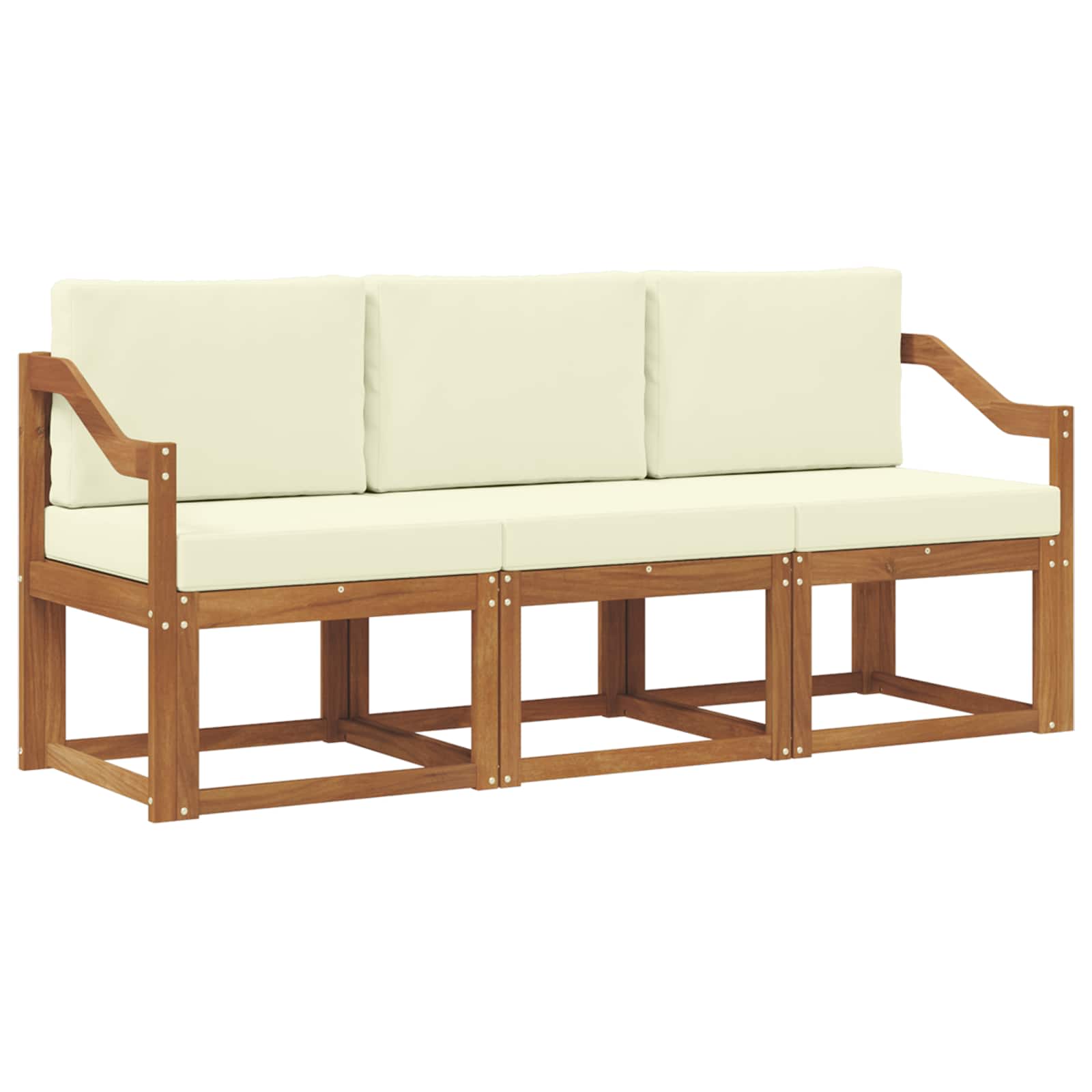 Outdoor-Sofagarnitur mit Kissen 3 pcs Natur und Creme