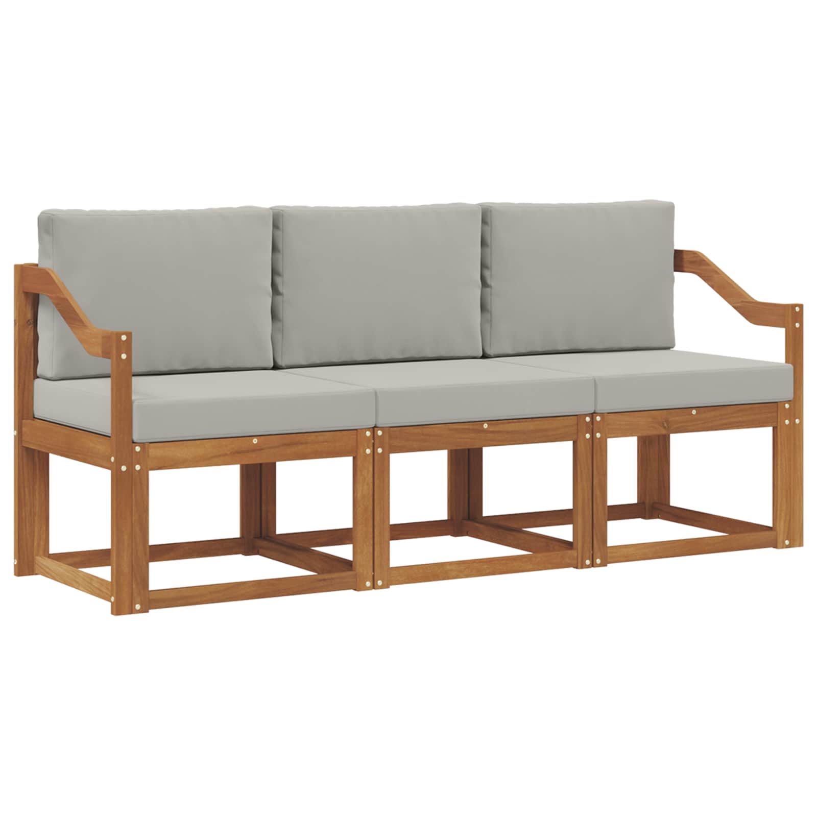 Outdoor-Sofagarnitur mit Kissen 3 pcs Natürlich und Hellgrau