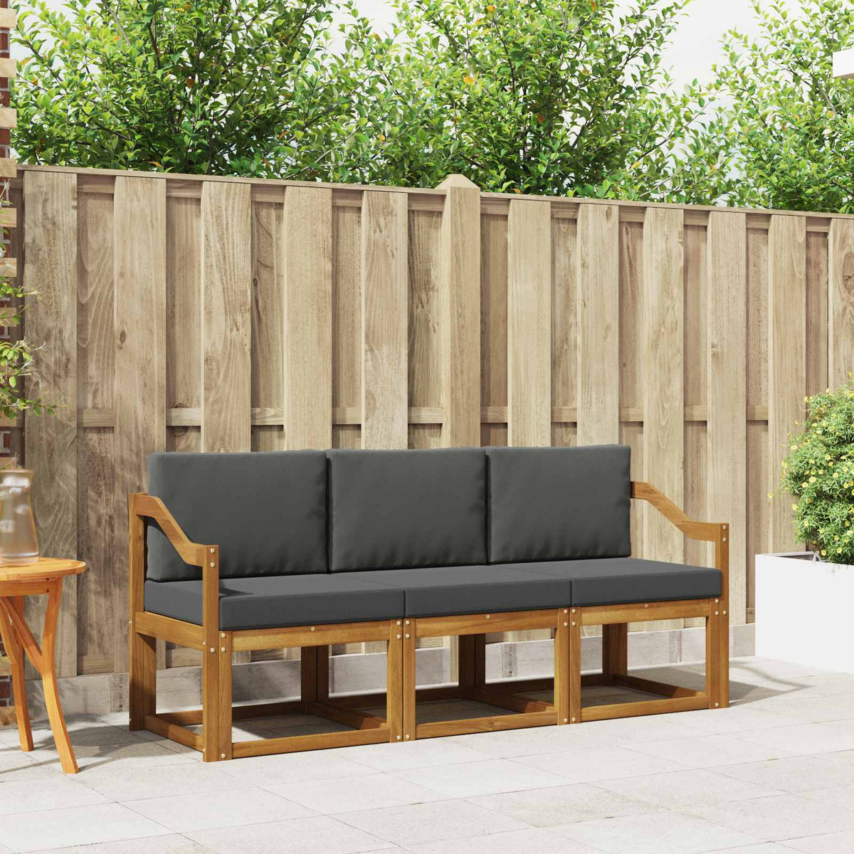Outdoor-Sofagarnitur 3 stk. Natur und Anthrazit