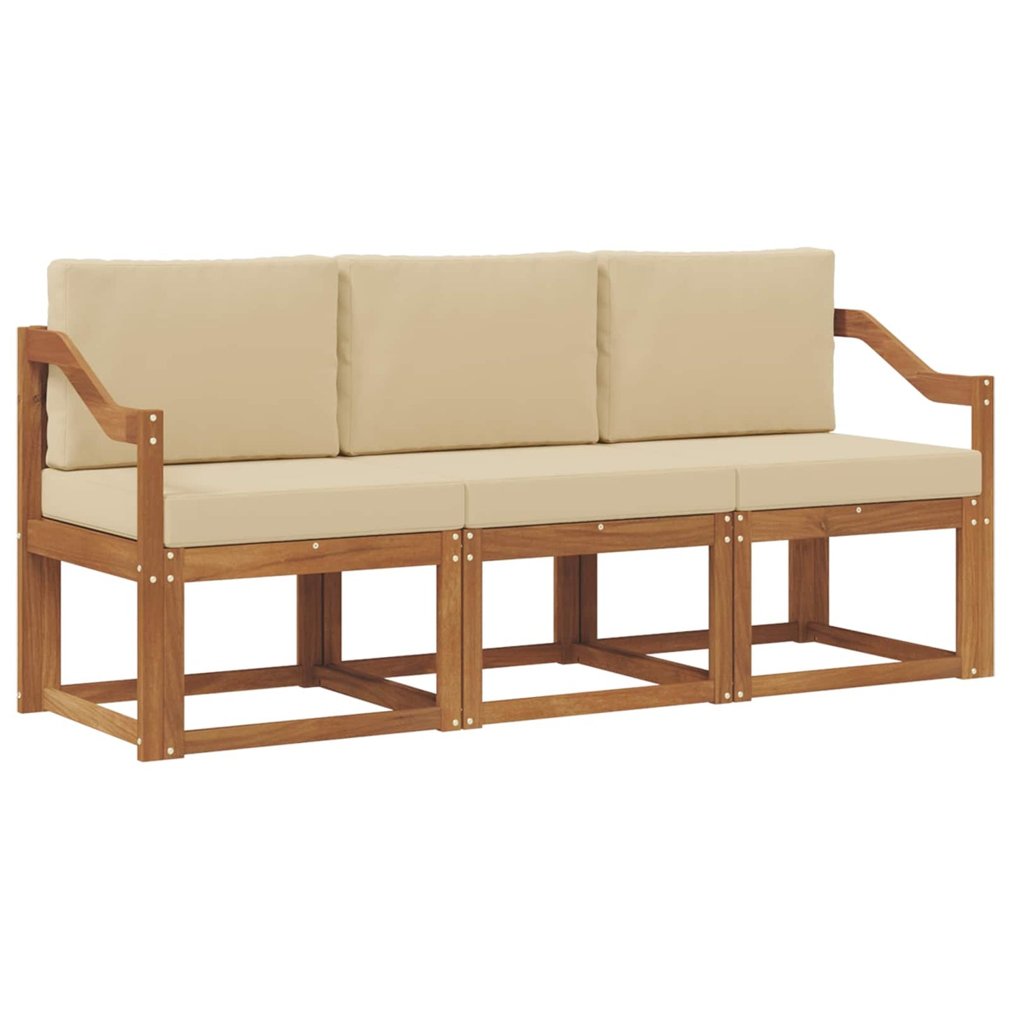 Outdoor-Sofagarnitur mit Kissen 3 pcs Natur und Beige