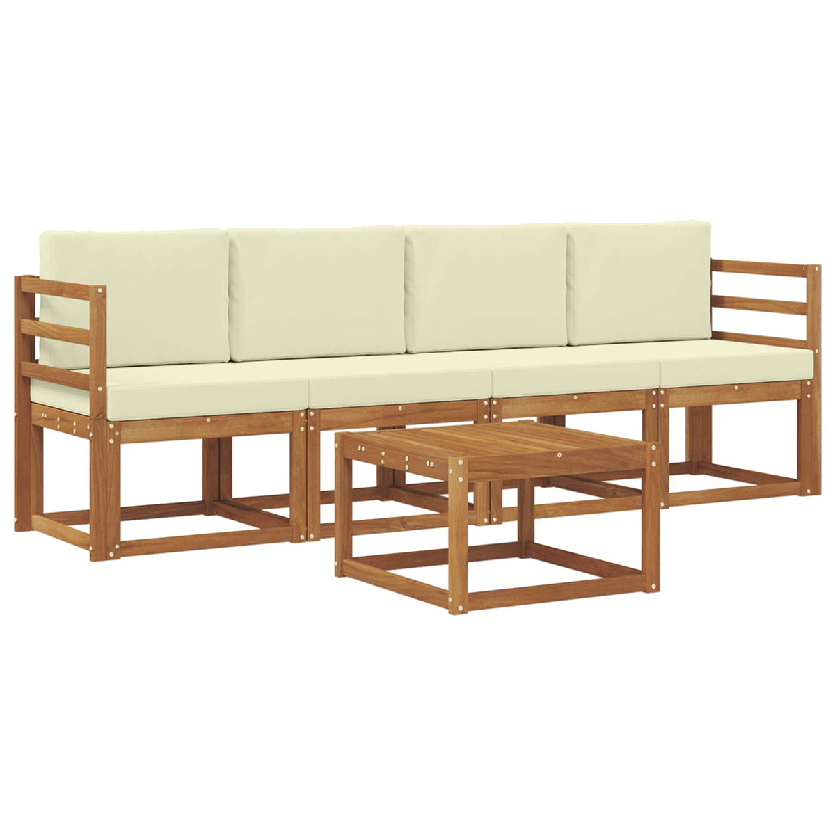 Outdoor-Sofagarnitur 5 stk. Natur und Creme