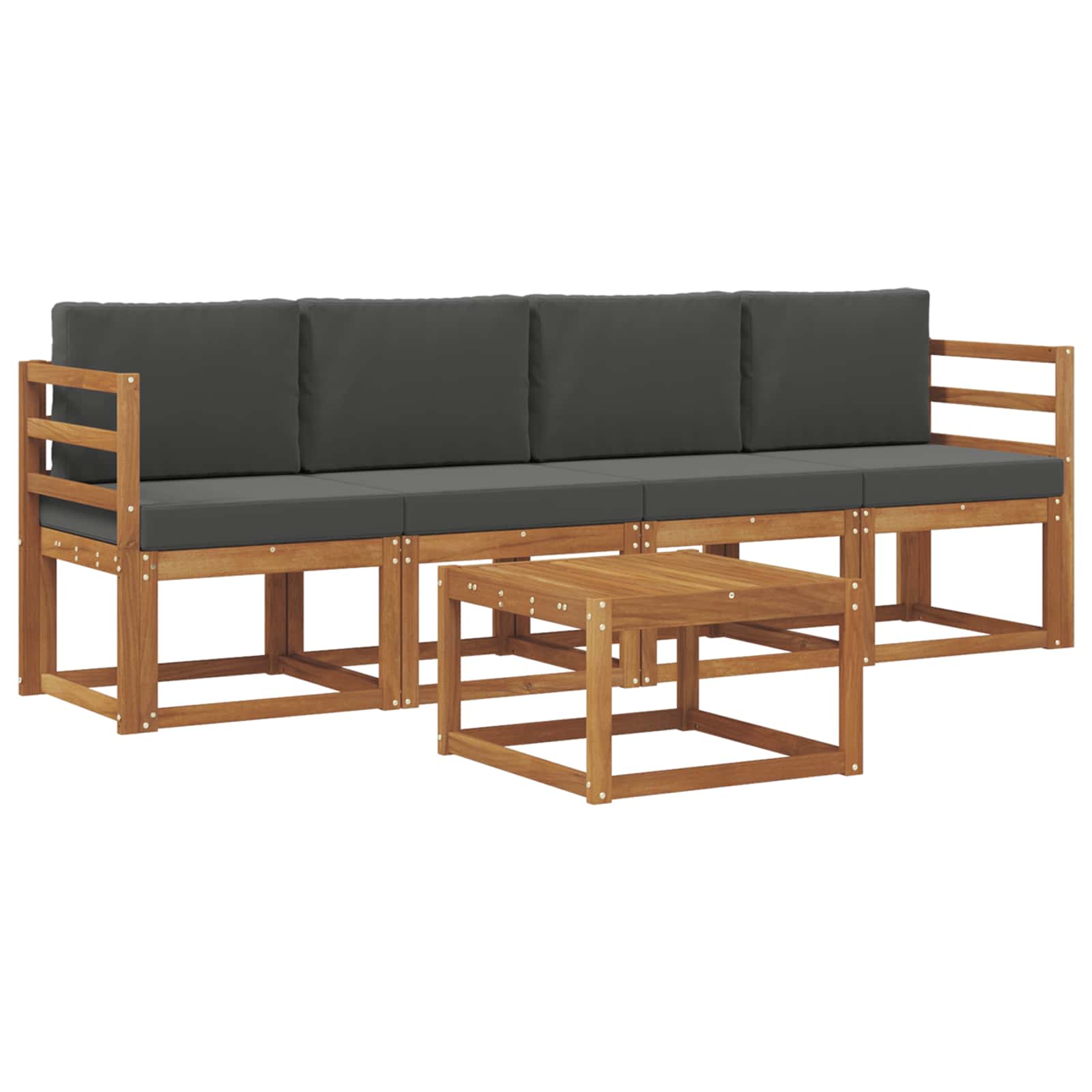 Outdoor-Sofagarnitur 5 stk. Natur und Anthrazit