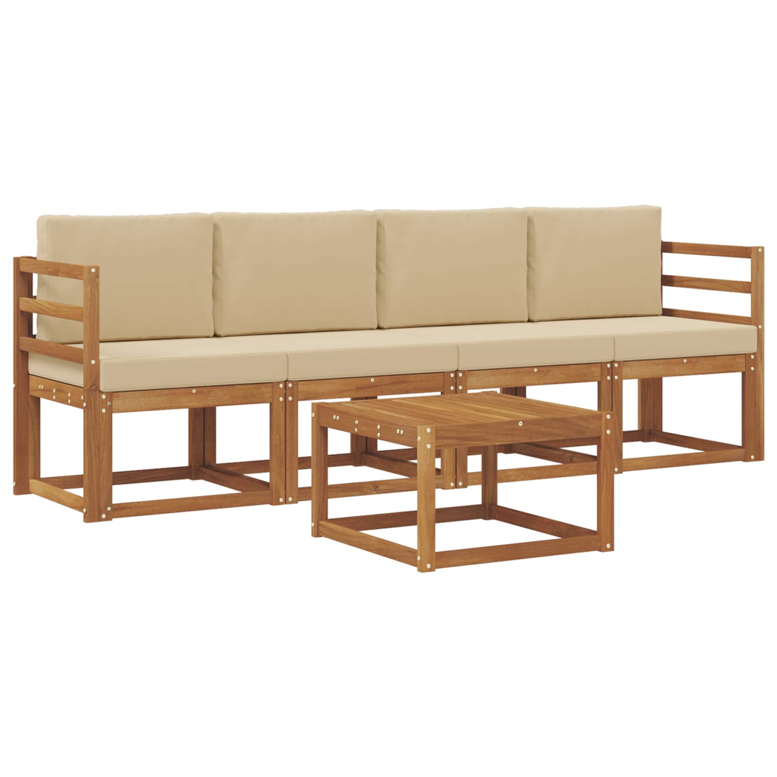 Outdoor-Sofagarnitur 5 stk. Natur und Beige