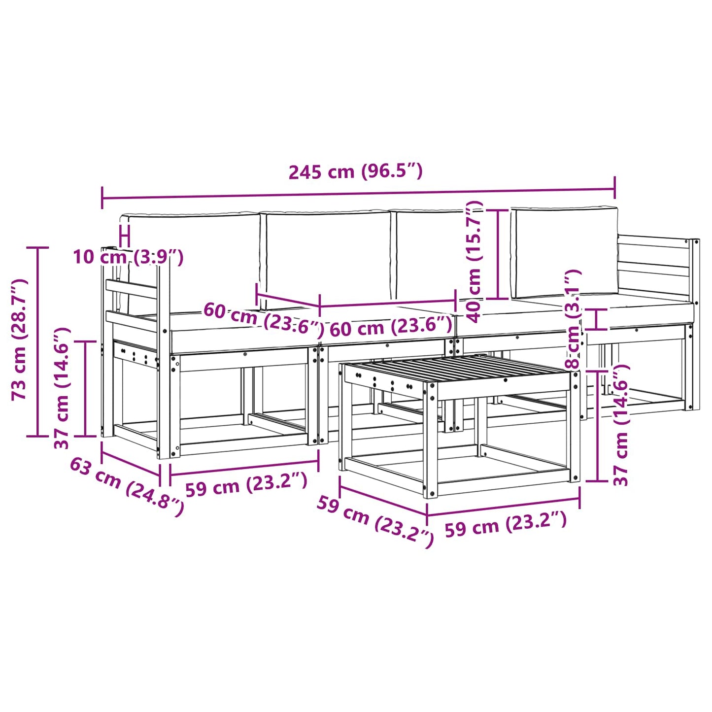 Outdoor-Sofagarnitur 5 stk. Natur und Beige