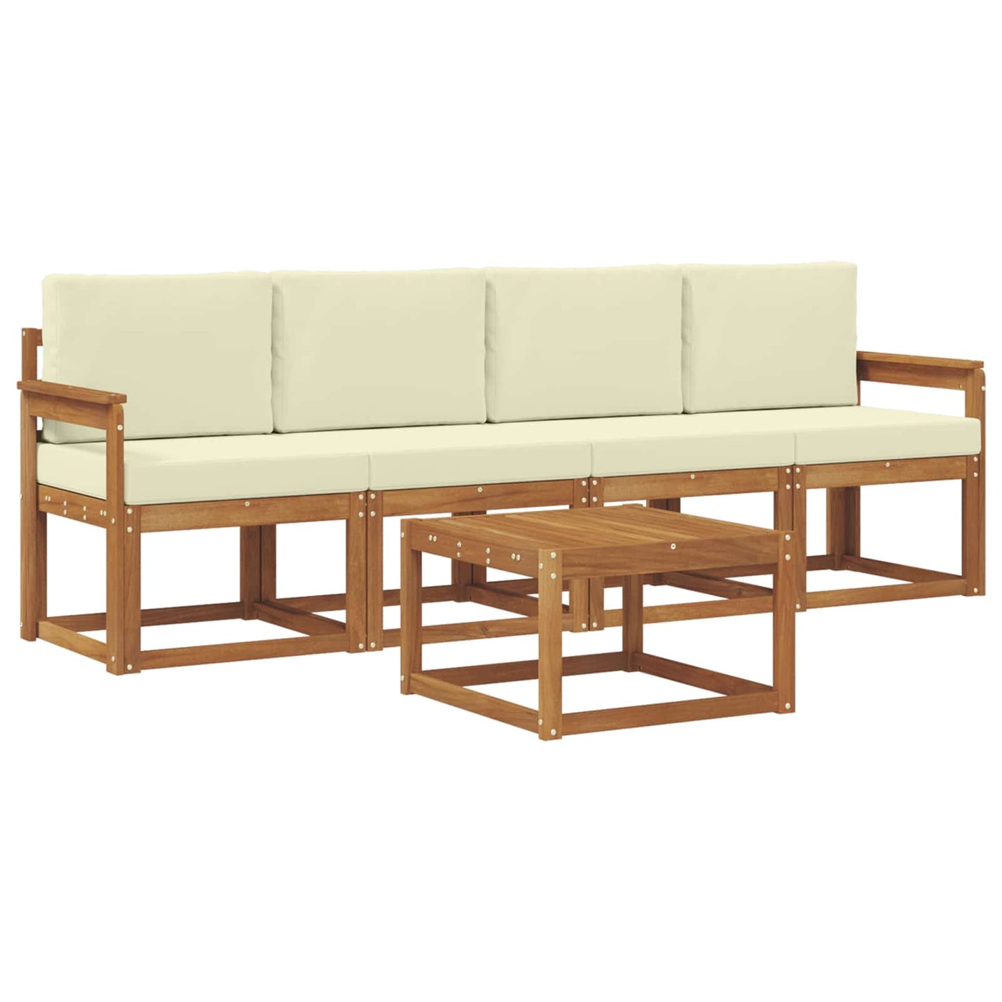 Outdoor-Sofagarnitur 5 stk. Natur und Creme