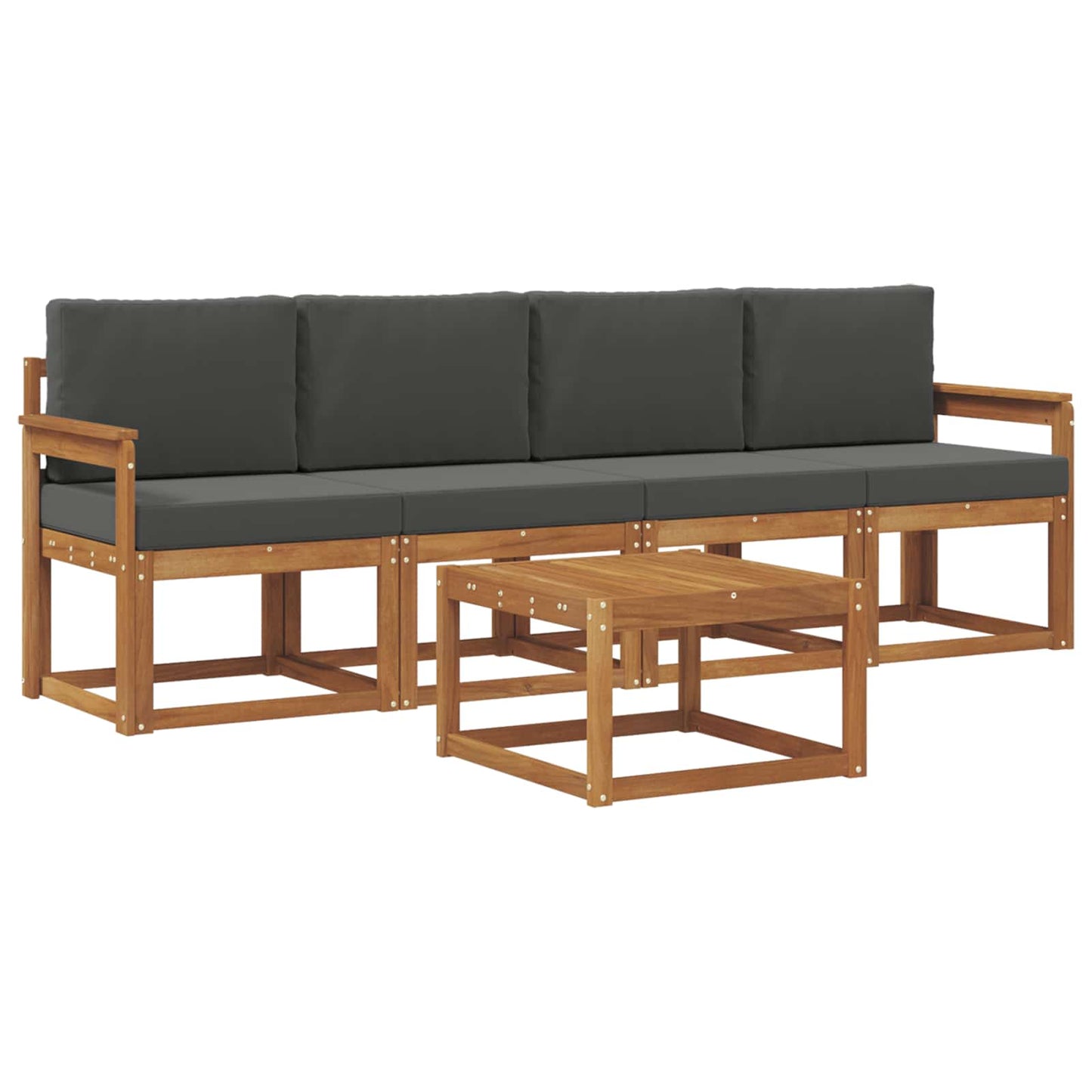 Outdoor-Sofagarnitur mit Kissen 5 pcs Natur und Anthrazit
