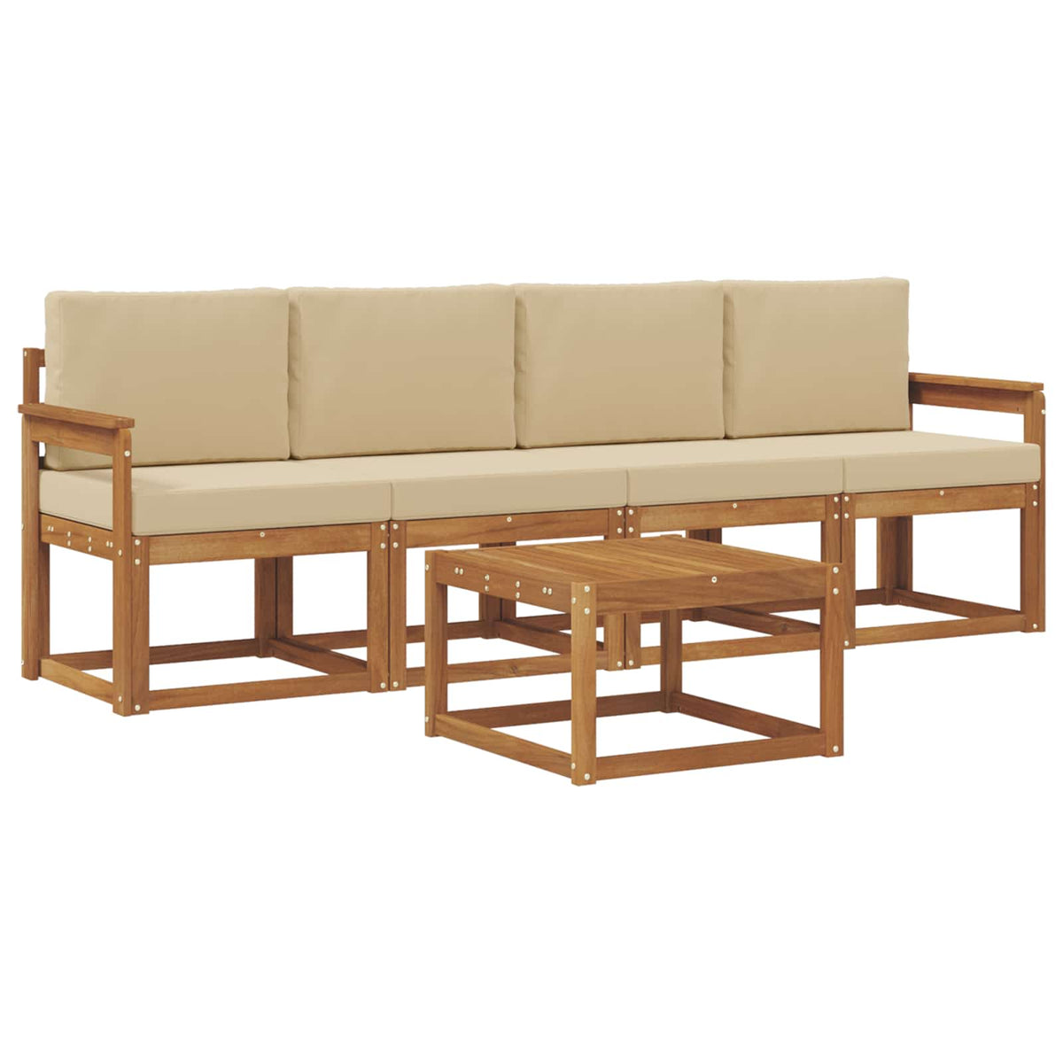 Outdoor-Sofagarnitur 5 stk. Natur und Beige
